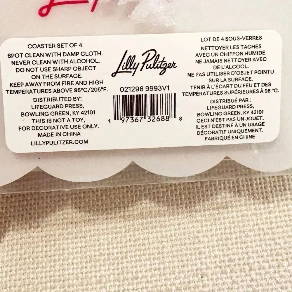 NIB Lilly Pulitzer Ceramic Coasters Glowing Gardens Floral Set of 4